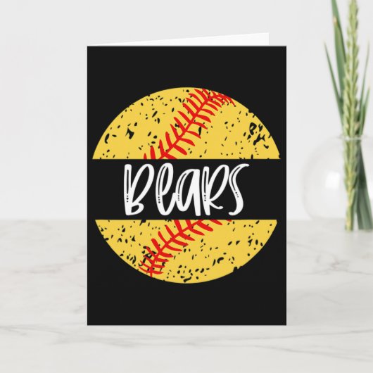 Bears Softball Team Maskottchen Schulgeist Spielta Karte (Vorderseite)