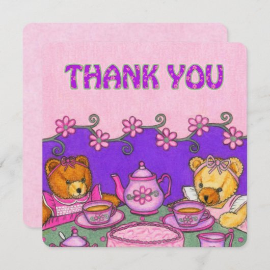 Bears Tee Party Vielen Dank Karten (Vorne/Hinten)