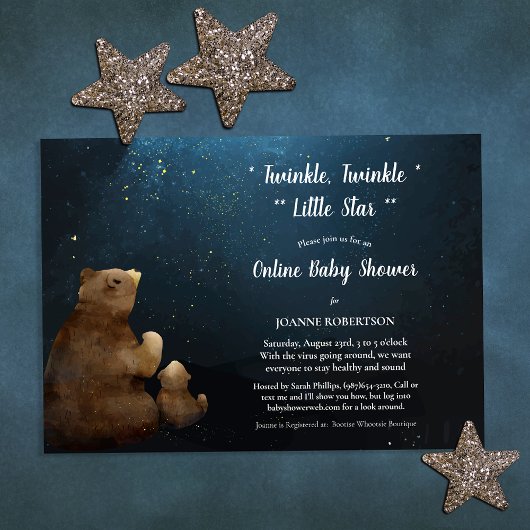 Bears Twinkle Twinkle Little Star Baby Dusche Einladung