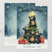 Bears Weihnachtsbaum Familie Name Weihnachtskarte Feiertagskarte (Vorne/Hinten)