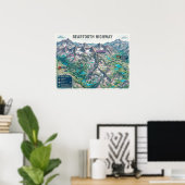 Beartooth Highway Karte Poster (Heimbüro)