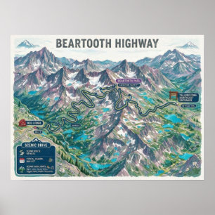Beartooth Highway Karte Poster