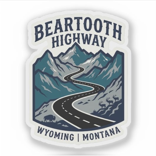 Beartooth Highway Maßgeschnittenes Vinyl Aufkleber (Vorderseite)