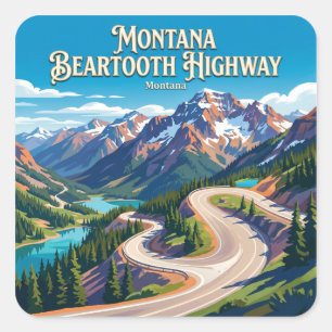 Beartooth Highway Montana Quadratischer Aufkleber