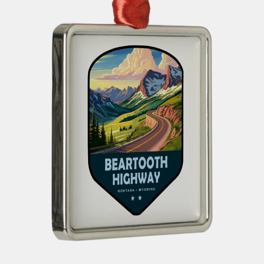 Beartooth Highway Montana Wyoming Shield Ornament Aus Metall (Rechts)