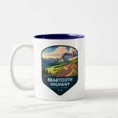 Beartooth Highway Montana Wyoming Shield Zweifarbige Tasse (Links)