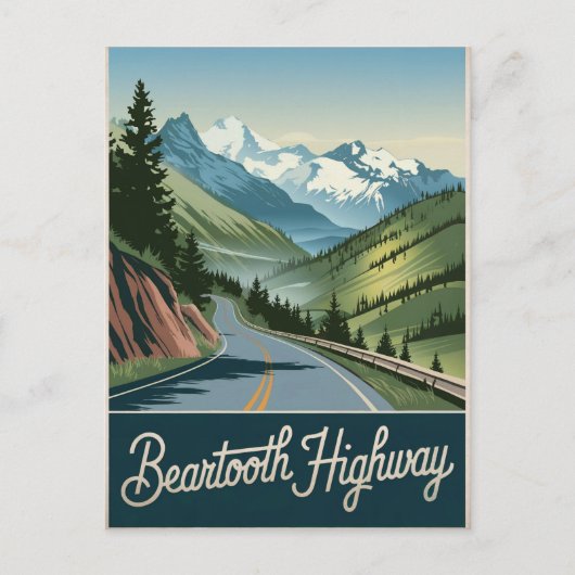Beartooth Highway Vintage Postkarte (Vorderseite)