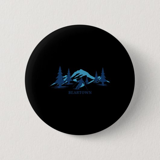 Beartown New York Ski Resort Skifahren Skier Button (Vorderseite)