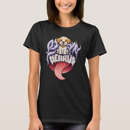 Bearus Cute Dog Tongue Out Cartoon T-Shirt (Vorderseite)