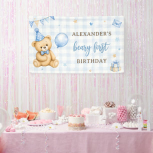 Beary 1. Geburtstag Bär Blaues Luftballon Banner