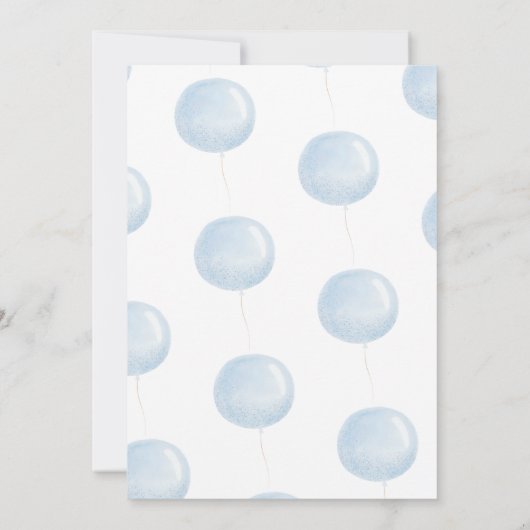 Beary 1st Birthday Bear Blue Ballon Einladung (Rückseite)