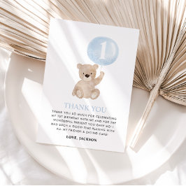 Beary 1st Birthday Bear Blue Balloon Dankeskarte