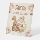 Beary 1st Birthday Girl Fall Pumpkins Teddy Bear Sockelschild (Vorderseite)