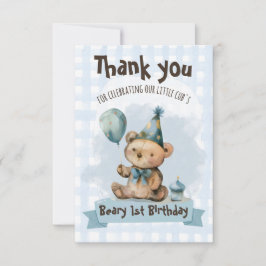 Beary 1st Birthday Thank You Card Dankeskarte