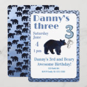Beary Awesome 3rd Birthday Invitation Einladung (Vorne/Hinten)