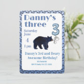 Beary Awesome 3rd Birthday Invitation Einladung (Stehend Vorderseite)