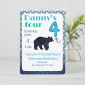 Beary Awesome 4th Birthday Invitation Einladung (Stehend Vorderseite)