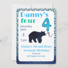 Beary Awesome 4th Birthday Invitation Einladung