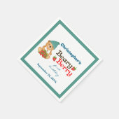 Beary Berry First Birthday Teddy Bear Strawberries Serviette (Ecke)