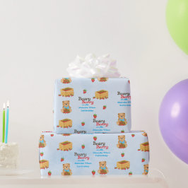 Beary Berry Niedlich Blue Strawberry Cub Boy Geschenkpapier