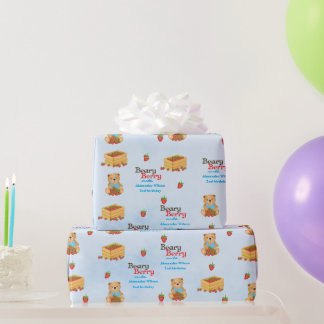 Beary Berry Niedlich Blue Strawberry Cub Boy Geschenkpapier
