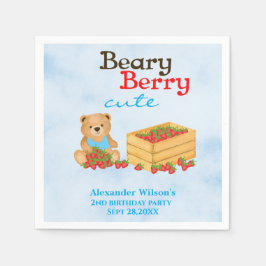 Beary Berry Niedlich Strawberry Cub Boy Birthday P Serviette