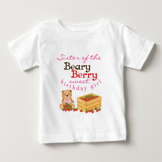 Beary Berry Sweet Cub's Strawberry Sister Birthday Baby T-shirt (Vorderseite)