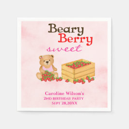 Beary Berry Sweet Strawberry Cub Girl Party Serviette