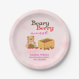 Beary Berry Sweet Strawberry Girl Birthday Party Pappteller