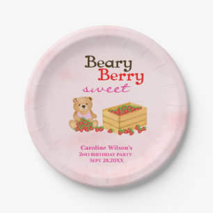 Beary Berry Sweet Strawberry Girl Birthday Party Pappteller