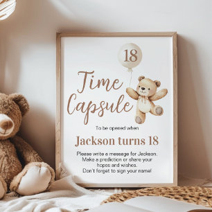 Beary Birthday Bear Ballon Time Kapsel Poster