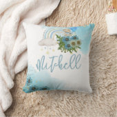 Beary Boho Rainbow Blue Balloon Personalize Kissen (Decke)