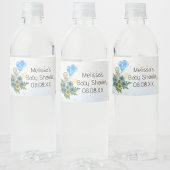 Beary boho Regenbogenbär blauer Ballon Wasserflaschenetikett