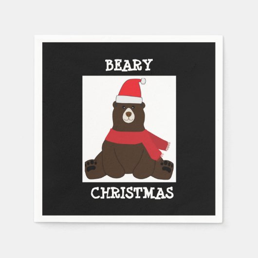 Beary Borwn Holiday Party Napkin Serviette (Vorderseite)