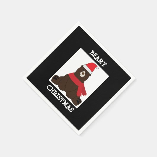 Beary Borwn Holiday Party Napkin Serviette (Ecke)