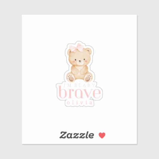 beary brave childhood cancer sick kids custom name aufkleber (Blatt)