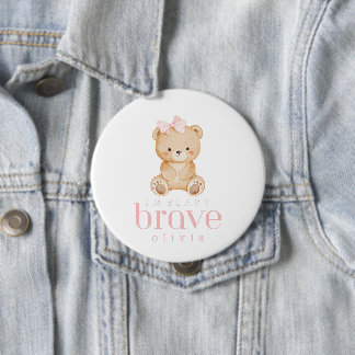 beary brave childhood cancer sick kids custom name button