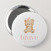 beary brave childhood cancer sick kids custom name button (Vorne & Hinten)