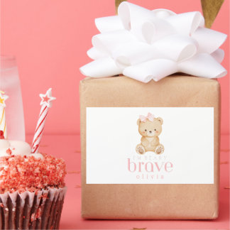 beary brave childhood cancer sick kids custom name rechteckiger aufkleber