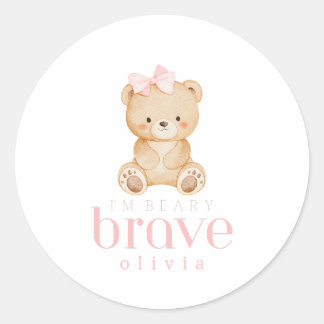 beary brave childhood cancer sick kids custom name runder aufkleber