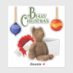 Beary Christmas Custom Cut Vinyl Stickers Aufkleber<br><div class="desc">Dieses süße Set von Aufklebern ist eine Leckerei für jeden Kinderwunsch. Der Aufkleber ist ein brauner Teddybär,  der außerhalb einer Geschenkboxen sitzt. Für einen Akzent gibt es zwei farbenfrohe Ornamente und ein Banner,  das Bären Weihnachten liest .</div>
