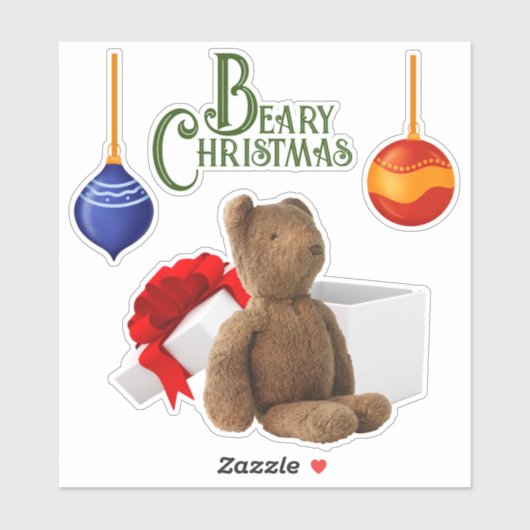 Beary Christmas Custom Cut Vinyl Stickers Aufkleber (Blatt)