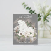 Beary Christmas Family Name Graue Polar Bear Card (Stehend Vorderseite)