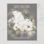 Beary Christmas Family Name Graue Polar Bear Card (Vorderseite)
