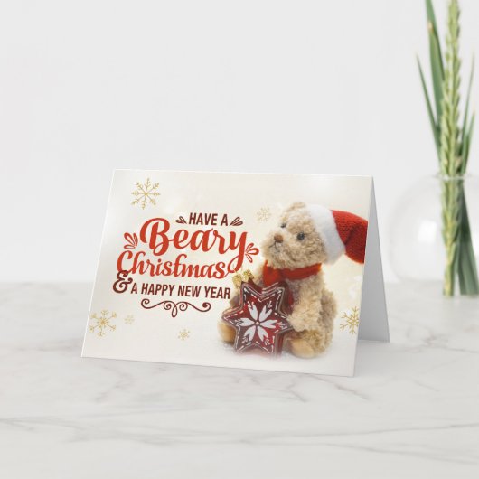 Beary Christmas Holiday Bear Christmas Card Art Karte (Vorderseite)