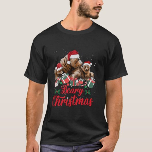 Beary Christmas Mama Bear Niedlich Santa Cubs Chri T-Shirt (Vorderseite)