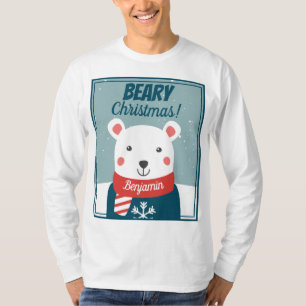Beary Christmas niedlicher Cartoon Eisbär mit Name T-Shirt