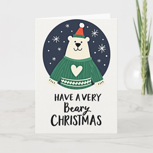Beary Christmas Polar Bear Card Karte (Vorderseite)