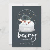 Beary Christmas Polar Bear Snow Globe Holiday Card Einladung (Vorderseite)
