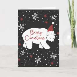 Beary Christmas Weihnachtsmannmütze Polar Bear Feiertagskarte